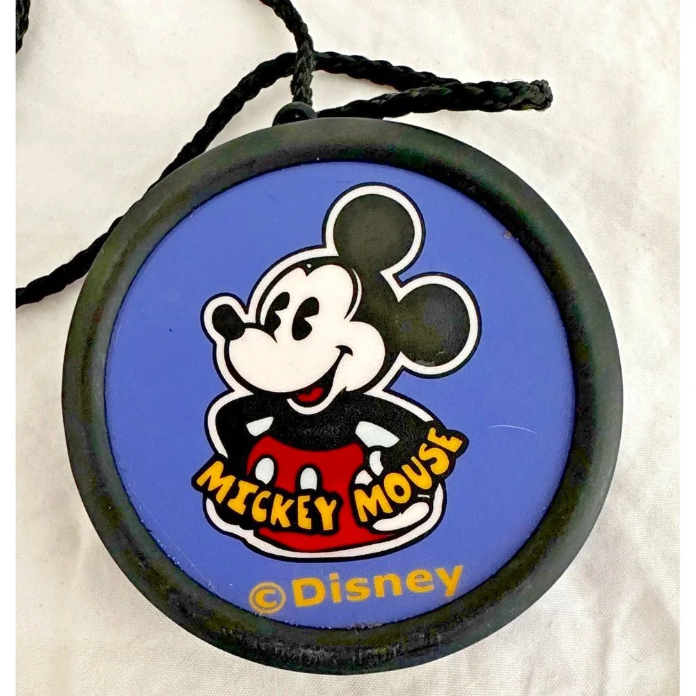 Disney Mickey Mouse Light up Necklace Pin Blue Round 2 1/2